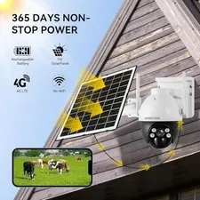 JUANCLOUD 4G LTE CELLULAR SOLAR OUTDOOR SECURITY CAMERA WIRELESS, -  WHITE/BLACK