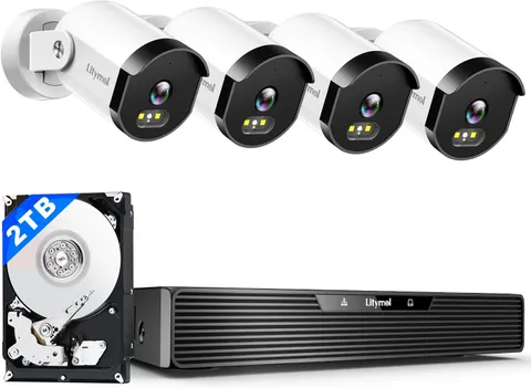 Home Security Camera System, 3K/5MP Wired 4-Cam Kit with AI Human/Vehicle Detect