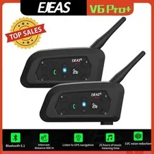 V6 PRO+ Motorcycle Helmet Bluetooth Intercom Headset 6 Riders 800m Waterproof