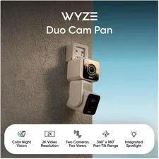 Duo Cam Pan 2K Smart Security Camera with Color Night Vision