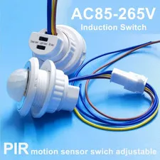1pc AC85-265V PIR Motion Sensor Switch Adjustable Auto Light Controller LED -NEW