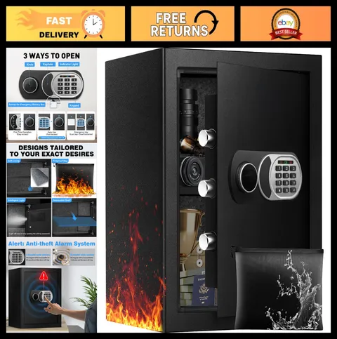 Fireproof Waterproof Home Safe 3.0 Cuft, Anti-Theft Digital Keypad, LED Light, S