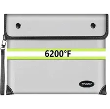 6200°F Upgraded Fireproof Document Bag with Waterproof Zipper,9 Layers of Hea...