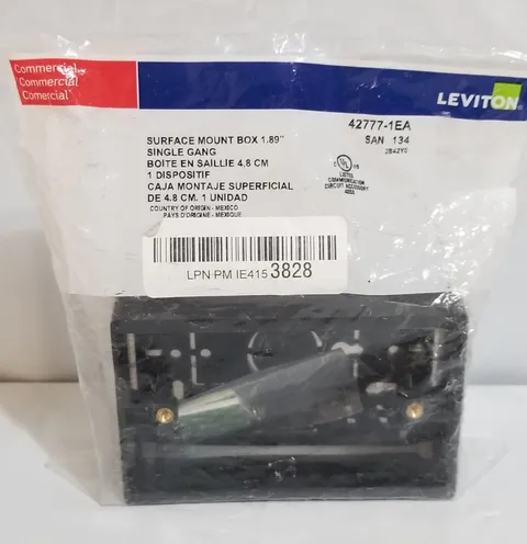Leviton 42777 Surface Mount Backbox, Single Gang, Black, 1.89"