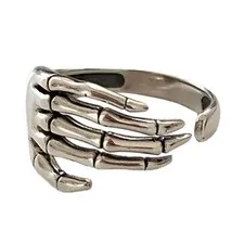 FEITIANWUGONG Skeleton Hand Palm Rings For Women Opening Adjustable Vintage F...