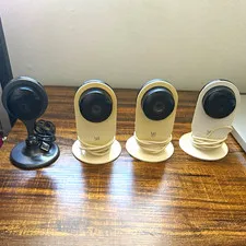 YI 1080p Indoor Wi-Fi IP Wireless Surveillance Cameras Lot of 4 White/Black