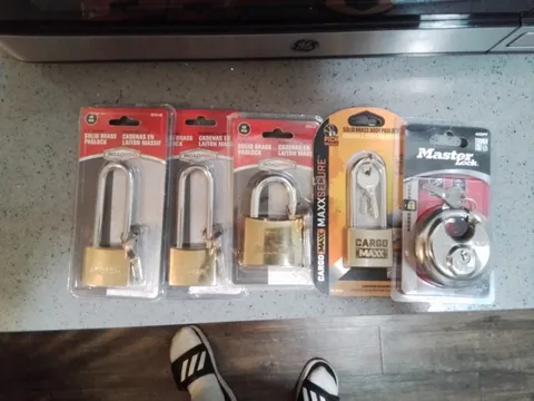 5 NEW Padlocks Bundle MASTER LOCK Disc CARGO MAXX ROADPRO Solid Brass Lock Set