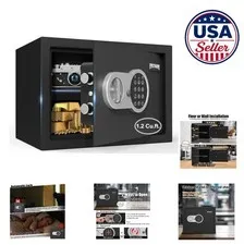 Cabinet Safe 1.2 Cu Ft Digital Keypad Key Entry Alarm Removable Shelf For Home