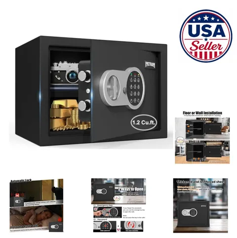 Cabinet Safe 1.2 Cu Ft Digital Keypad Key Entry Alarm Removable Shelf For Home