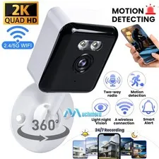 Smart Wireless WiFi Security Camera System Color Night Vision 2K 3MP 2-Way Audio