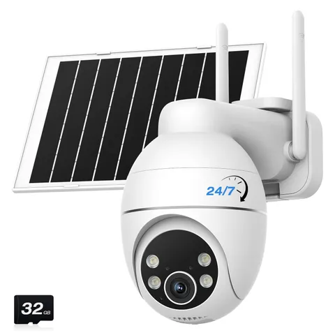 Solar Camera Outdoor Wireless, 2K Color Night Vision, Always-on-Video Securit...