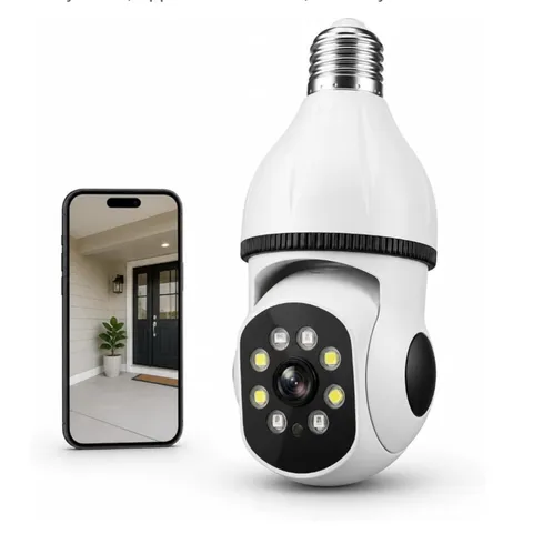 2K Light Bulb Security Camera for Home, 360° Pan Tilt Indoor Outdoor Camera with