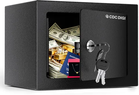 Steel Security Safe Box with Key Lock,Safe Box for Home, Office, Money, Jewelry,