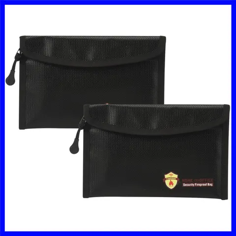 High-Quality Fireproof Storage Bags - 2 Pack for Jewelry, Cash, and Passport