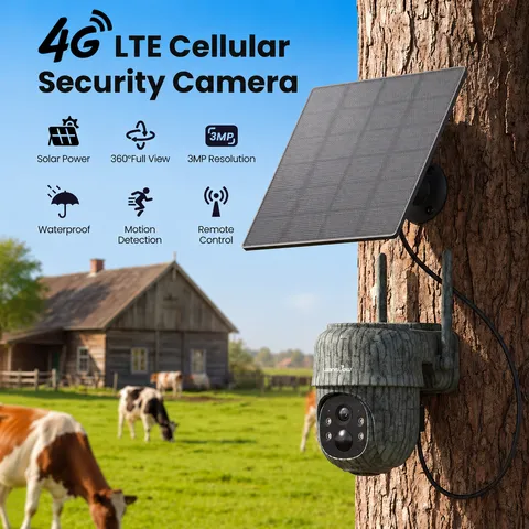 Wansview 4G LTE Cellular 3MP Solar Battery Security Camera Outdoor Wireless