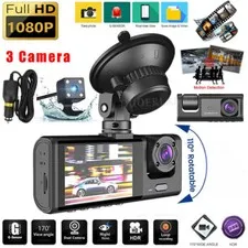Camara De Seguridad HD 1080P Para Carros De 3 Canales Delantero/Trasero/Interior