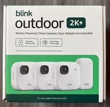NEW: Blink Outdoor 2K+ Wireless Security Cameras 3 Camera System (White) SEALED