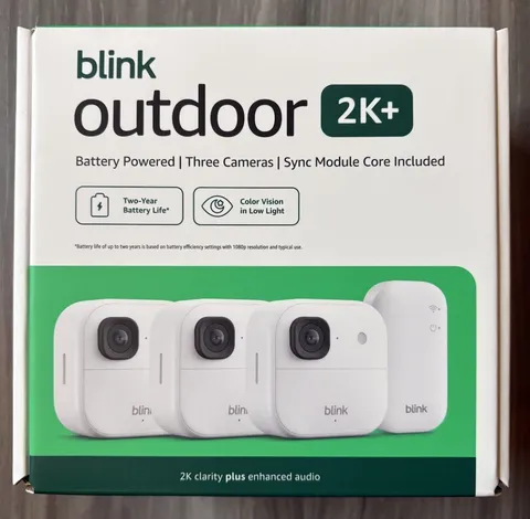 NEW: Blink Outdoor 2K+ Wireless Security Cameras 3 Camera System (White) SEALED