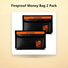 Fireproof Money Bag 2 Pack, Waterproof Document Pouch for Cash & Passport | 2...