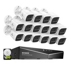 SANNCE 5in1 16CH DVR 1080P Video Security Camera System Outdoor Human Detection