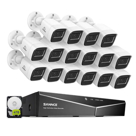 SANNCE 5in1 16CH DVR 1080P Video Security Camera System Outdoor Human Detection