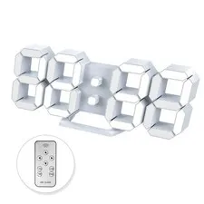 Led Digital Alarm, 3D Wall Clock Desk Auto Dimming 12/24 Hour Date Temperatur...
