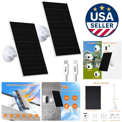Solar Panel Charging Solution for Eufy Cameras - Waterproof & Durable, 2 Pack