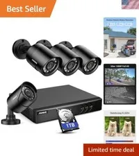 8CH H.265+ 3K Lite Surveillance Security Camera System with AI Human/Vehicle ...