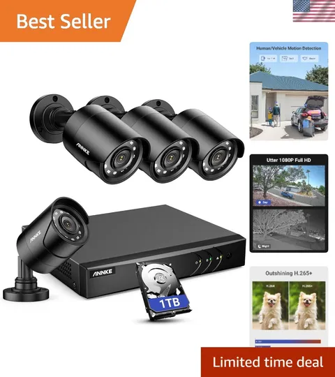 8CH H.265+ 3K Lite Surveillance Security Camera System with AI Human/Vehicle ...