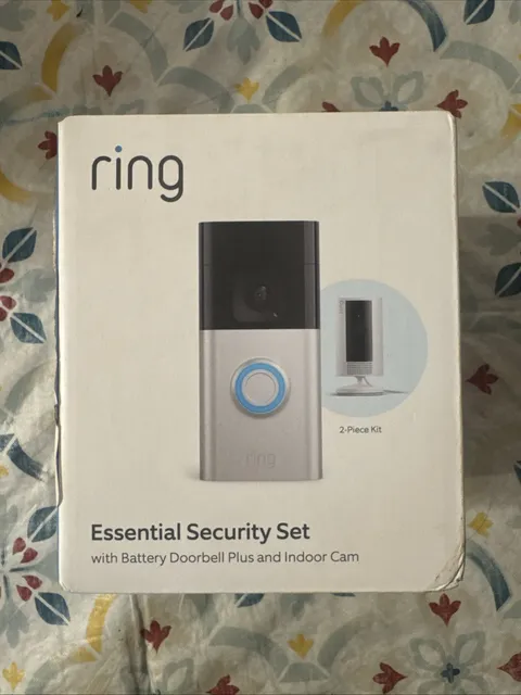 2pc Ring Essential Security Set with Battery Doorbell Plus and Indoor Camera