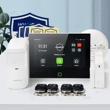 HOMSECUR Wireless WIFI 4G LCD Burglar Intruder 7" Alarm System+4 Pet-Immune PIR