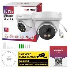 Vikylin 5MP Turret PoE IP Camera Outdoor Full Color Dual Light 24/7 Night Vision