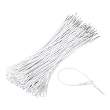 100Pcs Security Tags Lanyards Wire Loop (7", White), Steel Wire Cable Loop