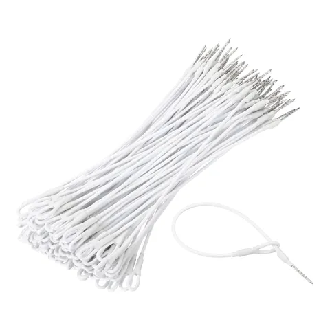 100Pcs Security Tags Lanyards Wire Loop (7", White), Steel Wire Cable Loop