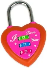 FJM Security SX-692 Heart Combination Padlock with the Words I Love You