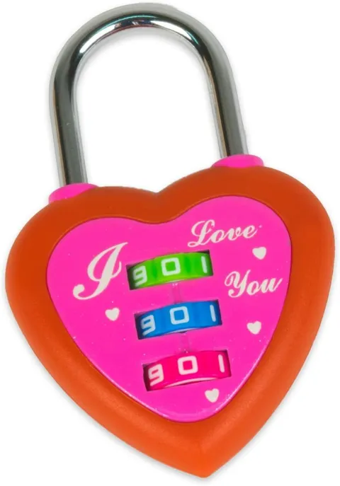 FJM Security SX-692 Heart Combination Padlock with the Words I Love You