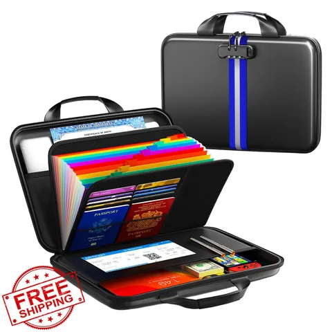 Fireproof Document Organizer Lock Box Accordion Folder Small