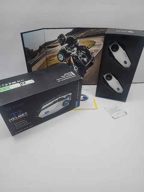 T Nicer T2 Helmet Bluetooth Intercom Set of 2 One-Key Pairing 2 Hour Charge