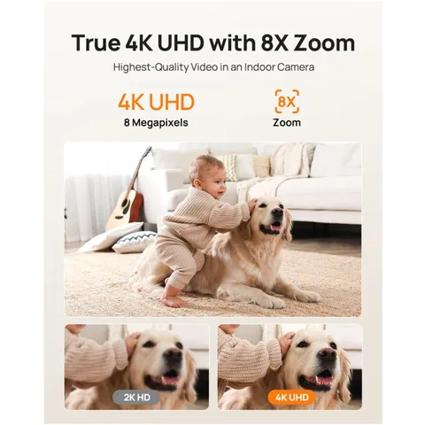 4K UHD Indoor Camera, 360°Pan-Tilt, 5G/2.4G Wi-Fi - 2 Pack