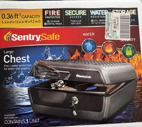 SentrySafe CHW30200 Fire/Water Resistant Chest Safe Key Lock Large Black