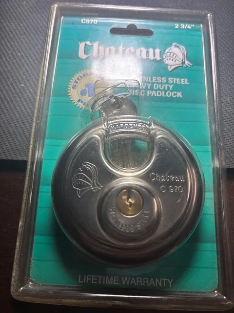 Chateau C-970 Stainless Steel Heavy Duty Disc Padlock – Keyed Different – New Se