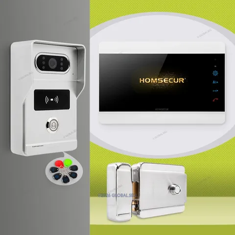 HOMSECUR 7" Video Doorphone Intercom Door Bell RFID Access with Electrical Lock