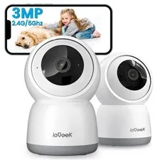 2K Indoor Security Camera 2-Pack 5G WiFi 360° Pet Dog Baby Cam AI Tracking