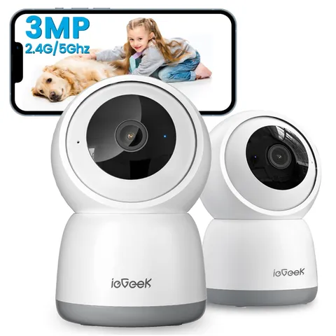 2K Indoor Security Camera 2-Pack 5G WiFi 360° Pet Dog Baby Cam AI Tracking