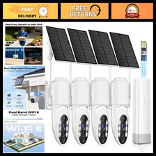 Wireless 4MP Outdoor Security Cameras, 128GB Local Storage, Solar Powered, 360°