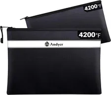 Fireproof Document Bag with Money Bag - 2 Pack 13.4" X 10" and 11" X 6" Waterpro