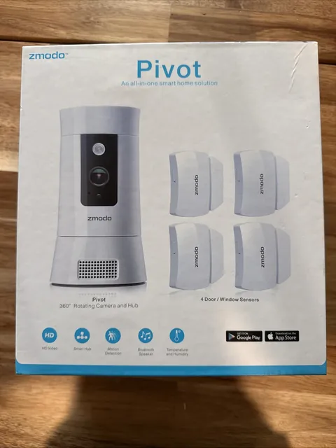Pivot Zmodo 360 Rotating Camera & Hub with 4 Window Sensors NEW