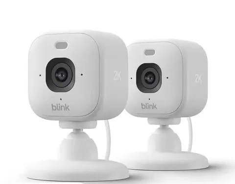 NEW 2 PACK Blink Mini 2k+ Cameras Indoor/Outdoor Plug-in 2K Video WHITE