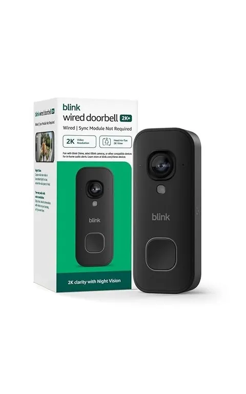Blink Wired Doorbell 2K+ — Head-to-Toe 2K video Doorbell - Black, NEW