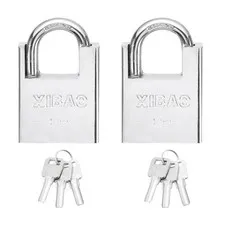 2Pcs High Security Steel Shrouded Padlock with 3 Key, Silver (1-9/16 Inch)